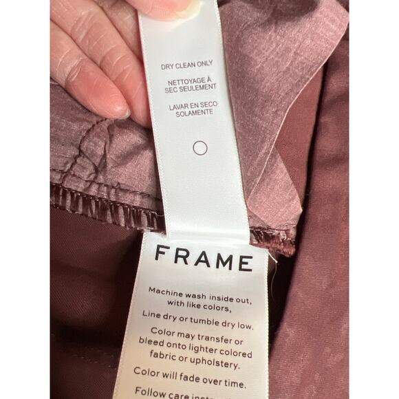 Frame size 34 pants Le Crop Mini Boot zip-fly brown office cocktails dressy - Picture 10 of 11